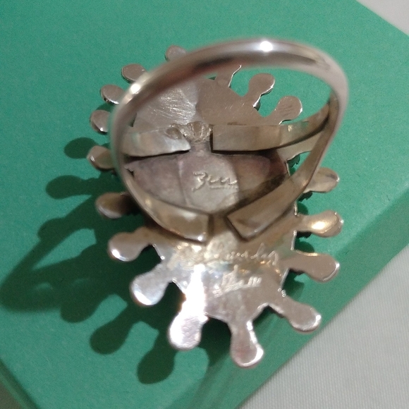 Sterling Silver Zuni Philander Gia Turquoise Petit Point Ring , Size 8.25 - Picture 5 of 9